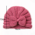Baby Bow Hat Autumn Winter Knitted Baby Girl Beanie Elastic Kids Turban Hat Solid Color Infant Bonnet Newborn Cap. 