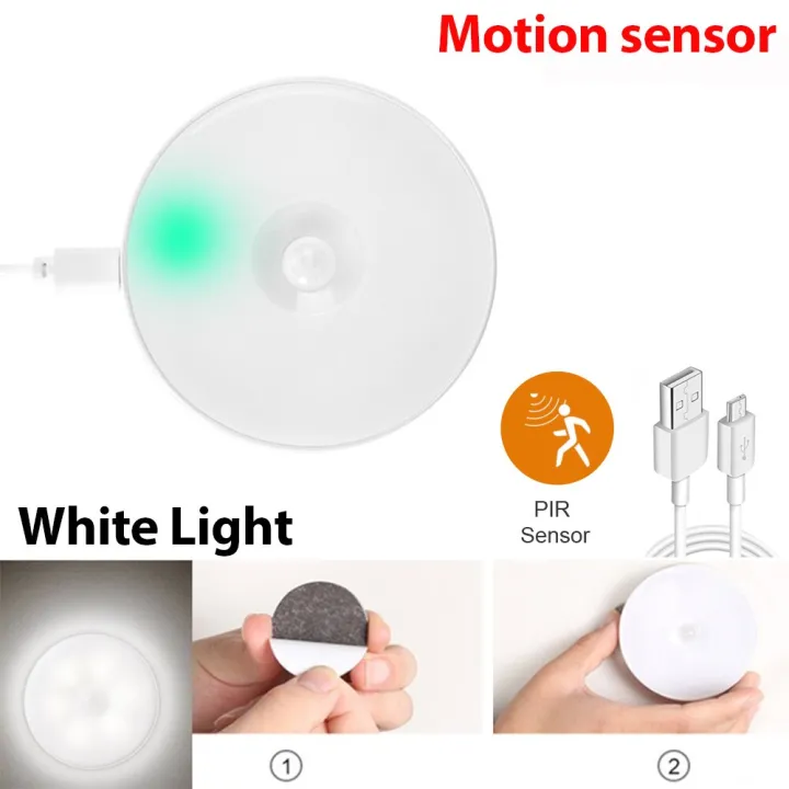 Led Night Light USB Charging Motion Sensor Round Energy-saving Led ...