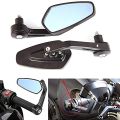 Motorcycle Handlebar Rear View Mirror Pentagon shape End Adjustable Rotatable Stylish Handle bar end Side Mirror Set of 2. 