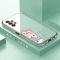 Hontinga for Samsung Galaxy A13 4G Back Cover Luxury 6D Plating Cute Cartoon Printing Side Pattern Case Soft Silicone Square Phone Cases. 