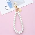 Vintage Imitatin Pearl Keychain Bag Charm Simple Wristlet Bead Key Chain for Women Cute DIY Pendant Mobile Phone Decoration. 