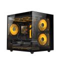 RUIX S1 BLACK Gaming PC Casing Tempered Glass Mid Tower Fish Tank Model with 5 fans support. 