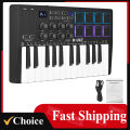 M-vave SMK-25 Mini 25 Keys Wireless / USB MIDI Keyboard Controller With 8 Backlit Drum Pads, 8 Knobs and 2 Touch Stripes. 