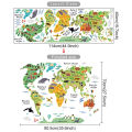 【Folio & Light】Watercolor Animals World Map Diy Wall Stickers For Boys Children Bedroom Kids Room Wall Decor Sticker For Kindergarten Classroom. 