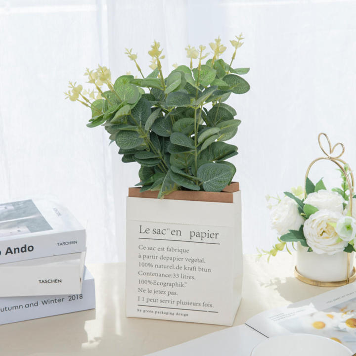 Home%20Leaf%20Garden%20Party%20Wedding%20Scrapbooking%20Vase%20Silk%20Artificial%20Flowers%20Eucalyptus%20-%20Image%203