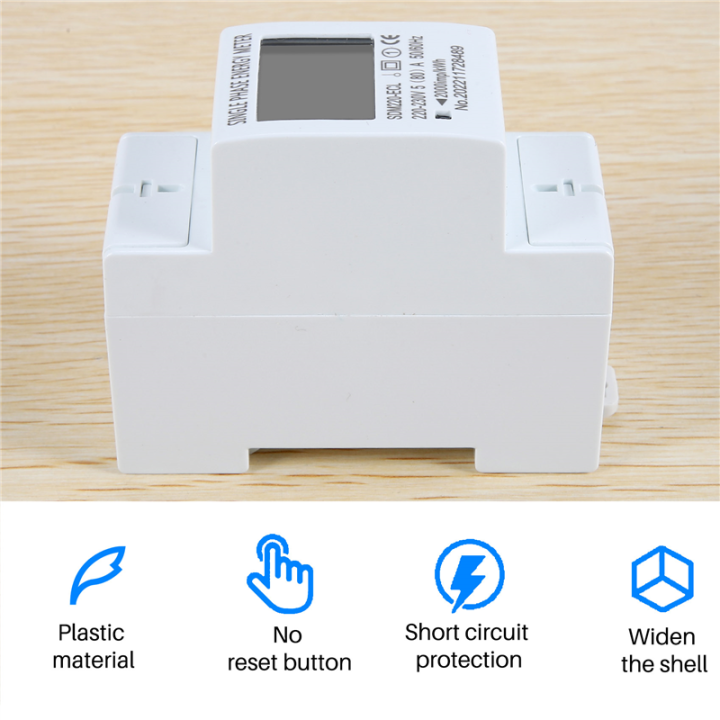 80A Din Rail Single Phase 2 Wire LCD Digital Display Power Consumption ...