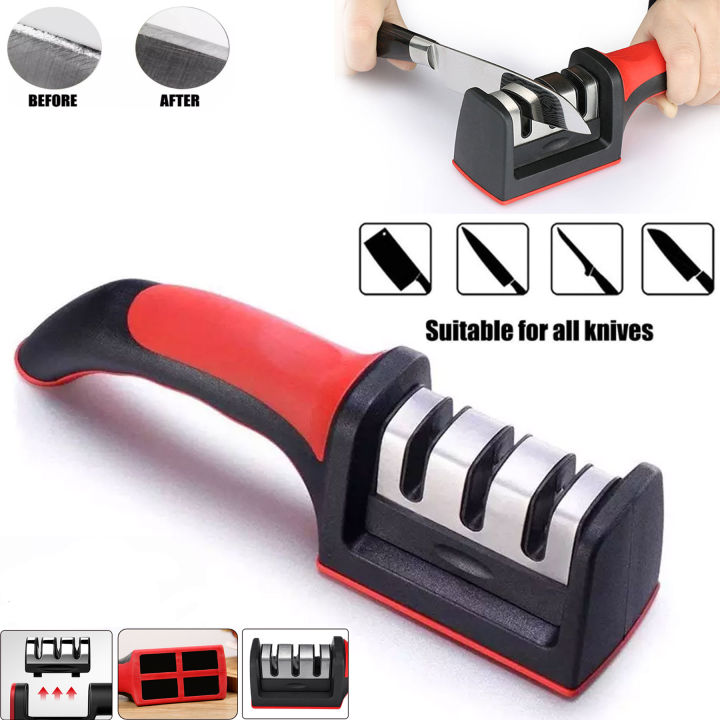 Professional 3-Stage Knife Sharpener Manual Kitchen Knife Sharpening Tool For all Knives
