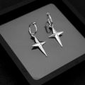 N ES 316L stainless steelstainless steel earrings ear clip four-pointed star pendant jewelry personality round line earrings. 