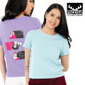 Moose Retro Printed Crew Neck Tshirt Short Sleeve Fashion Top for Men in Multiple Colors And Sizes. 