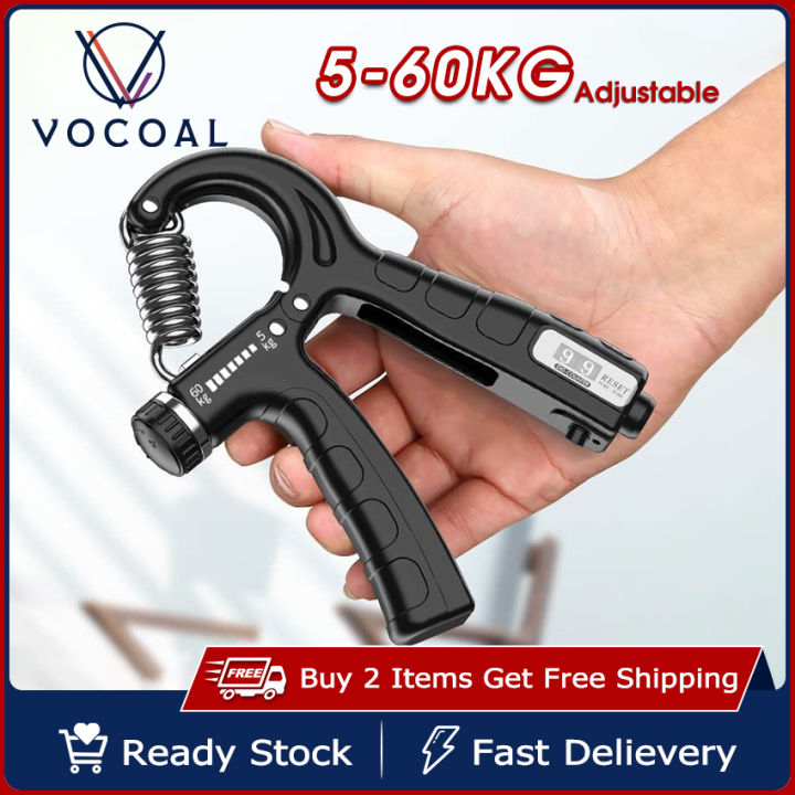 Vocoal Hand Gripper Adjustable Resistance Automatic Counting Non-Slip Hand Grip Strength Trainer Fingers Wrist Forearm Exerciser Workout Gear Home Gym Exercise Equipment