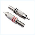 Metal RCA Lotus Male Welding Nickel-plated Audio AV Connector With Metal Spring Cable Protector Red Black E4. 