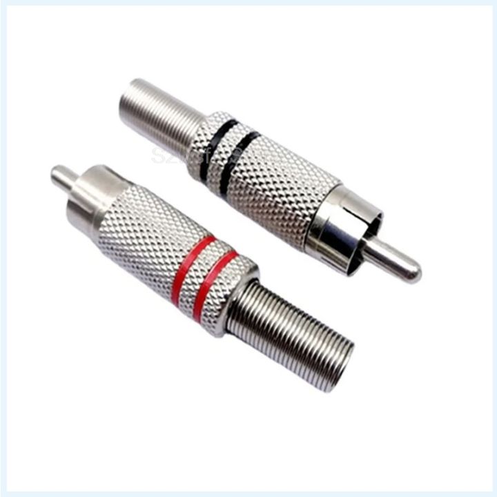 Metal%20RCA%20Lotus%20Male%20Welding%20Nickel-plated%20Audio%20AV%20Connector%20With%20Metal%20Spring%20Cable%20Protector%20Red%20Black%20E4%20-%20Image%202