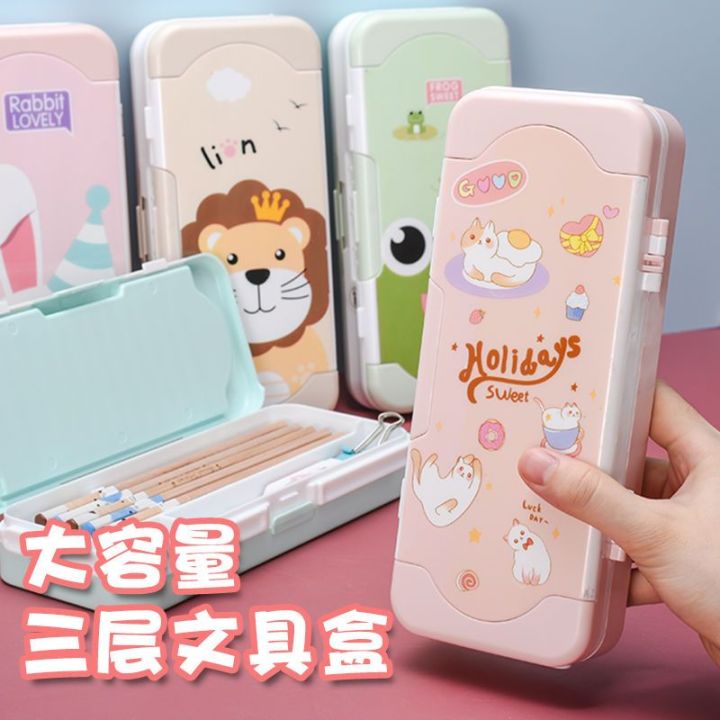 Password%20Lock%20Stationery%20Box%20Primary%20School%20Girls%20Pencil%20Box%20Men's%20Multi-Functional%20Large%20Capacity%20Three-Layer%20Cute%20Korean%20Style%20Internet%20Celebrity%20Pencil%20Case%20-%20Image%206