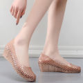 Summer Crystal Sandals Women's Outer Wear Bird's Nest Hole High Heel Plastic Non-Slip Wedge Thick Bottom Internet Celebrity Seaside Beach Shoes. 