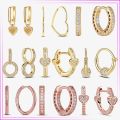 2023 Brand New 925 Silver Earring Original Brand Round Rose Gold Earrings Hoop Type Fashion Women Exquisite Stud Earrings Gift. 