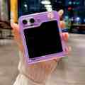 HODON Fashion Cute Purple Butterfly Clear Phone Case For Samsung Galaxy Z Flip 5 5G ZFlip4 Flip3 Cases Ultra Thin Hard Back Cover. 