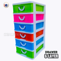 6 In 1 Small Drawer 6 Layer Plastic Multicolor Storage Box For Medicine, Stationary, Cosmetics, Money, Jewelry And Other Small Items (Dimension : 31cm x 17cm x 13.5cm). 