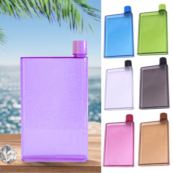 420ml A5 Paper Size Flat Plastic Water Bottle Notebook Portable Cup BPA Free Book Type Kettle Sports Water Bot for Outdoor Gym
