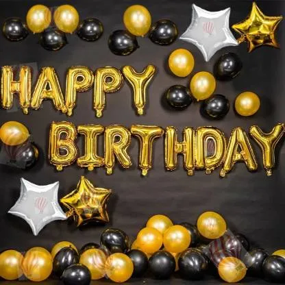 birthday full decoration sets (black and gold)