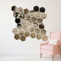 6/12PCs Hexagonal Diy 3D Mirror Wall Stickers Restaurant Aisle Floor Personality Decorative Mirror Paste Living Room Sticker. 