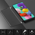 lthmy for Samsung Galaxy A51 Mirror Plating Hard PC PU Leather Semi transparent Standing View Case Cover. 