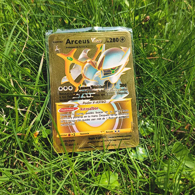 pokemon cards golden Pokemon Metal Cards Charizard Iron Cards Pikachu Arceus  Mewtwo Lucario Eevee Shiny Letters Vstar Vmax Spanish Gold Card GameParty  Games Crafts | Daraz.lk