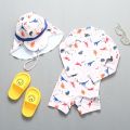 UV One Piece with Cap Children's Swimwear Shark Long Sleeve Bathing Suit Baby Toddler Beachwear Kids. 
