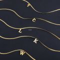 Asuwish A-Z Alphabet Gold Plated Stainless Steel Pendant Necklace for Wo men Snake Chain Initial Letter Clavicle Necklaces Collar Jewelry. 