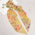 Scrunchies Women's Bohemian Hair Ties Korean Fashion Chiffon Long Bow Tie Floral Print Hair Scrunchies The Peach Lilac Jewelry. 