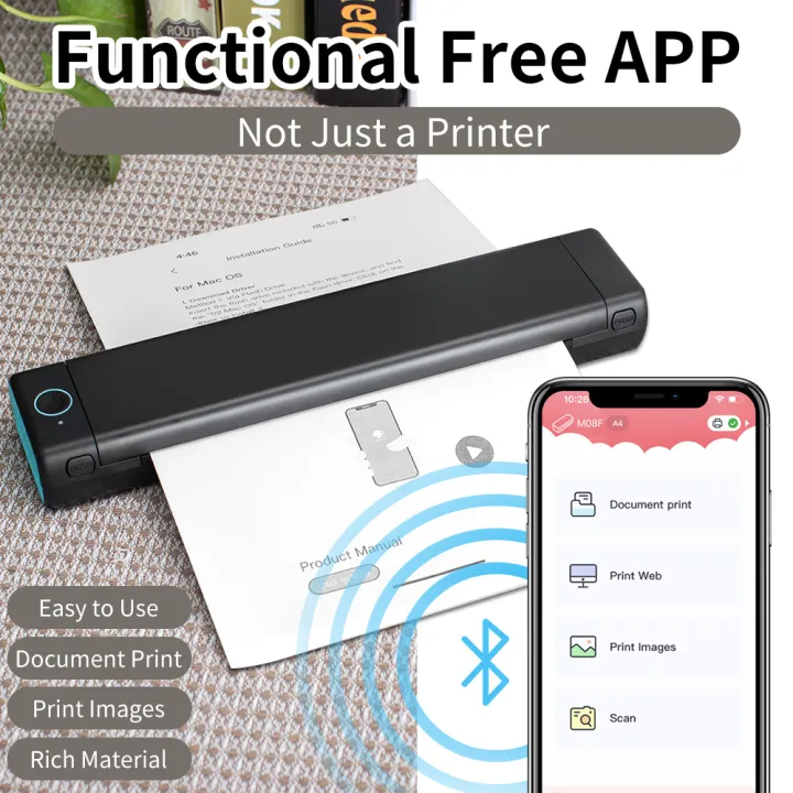 PhomemoM08F%20Mini%20Homework%20Test%20Paper%20Inkless%20Office%20Portable%20A4%20Thermal%20Error%20Printer%20-%20Image%204