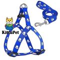 Cat & Dog Belt Adjustable Soft Nylon Paw Printed Strip Harness & Leash Set for All Breeds Dogs, Cat and Puppies. 