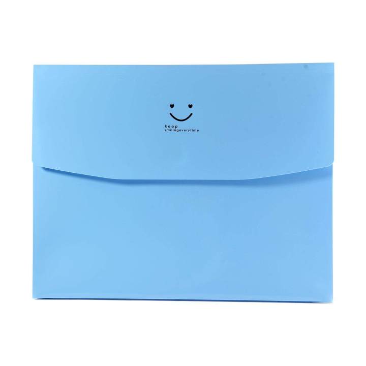 5Pcs Expanding File Folder Smile Pattern Letter A4 Paper Pockets Accordion Document Organizer With Closure