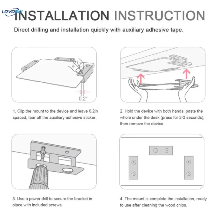 3x%20under%20Desk%20Laptop%20Mount%20Brackets%20Stand%20Set%20Enhanced%20Stability%20Metal%20under%20Tray%20Invisible%20Black%20-%20Image%209