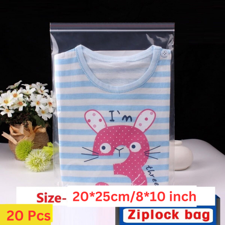 20*25CM - 8*10inch 20/50/100pcs/pack Resealable Zip Lock Bags Self Seal Clear Plastic Ziplock Poly Bag Food Storage Package