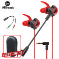 Wiresto Gaming Earphones In Ear Headphones Wired Earphones Earbuds Headset Noise Cancelling Stereo Computer Gamer Headphones with Dual Mic for Mobile Phone PS4 New Xbox One Free Case. 