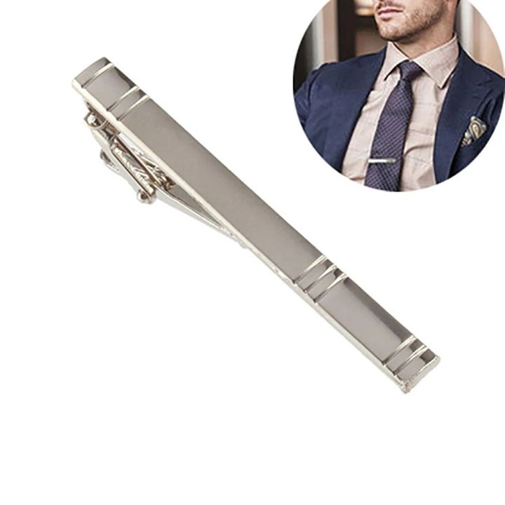 【wenfangdianpu】Formal Men's Fashion Alloy Metal Silver Simple Necktie Tie Pin Bar Clasp Clip