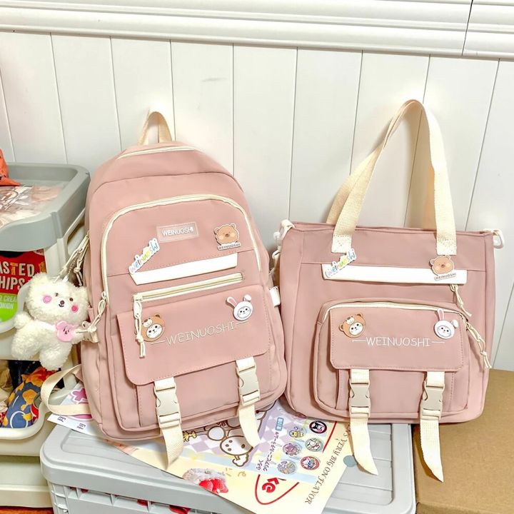 Korean School Backpack for Girls Children Teenager Multi Pocket Students Backpack Nylon Women Shoulder Book Bag Laptop Rucksack