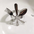 Knife and Fork Spoon Napkin Rings Holder for Christmas Party Silver. 