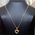 Gold plated Guaranteed Stylish 01mm box Chain Beautiful Design With Dolphin Harte Fixed Stone Pendant. 