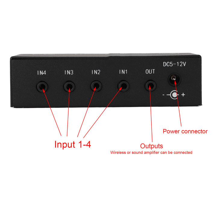 Stereo Line Mixer Super Low Noise Line Mixer 4 Channel DC5-12V for Microphone