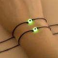 2Pcs/Set Pinky Promise Bracelets Friendship Couple Matching Bracelet Luminous Heart Bead Elastic Rope Valentine's Day Gifts. 
