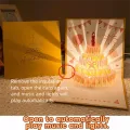 Birthday Surprise Musical and Light Musical Birthday Greeting Cards Led Creative Birthday Cake Postcards Hollow Paper Carving with Envelope Luxurious Foil Stamping Cards Birthday Gift. 