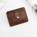 【FOOT SOFA】Men  Credit ID Card Holder Wallet Male Slim Leather Wallet with Coin Pocket Brand Designer Brown Business Purse. 