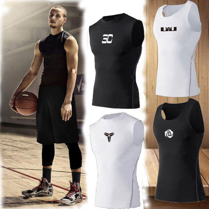 Tight Tank Top Men's Sports Basketball Vest Workout Sleeveless Men's Waistcoat Quick Dry High Stretch Basic Training Wear