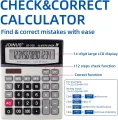 14-Digit Desktop Calculator Solar Battery Dual Power Large LCD Display Big Sensitive Button with Check & Correct Function for Office School Business Desk. 