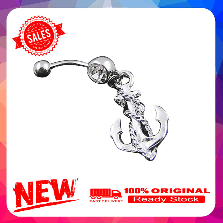 Lady Girl Fashion Nautical Anchor with Rope 14G Bar Belly Navel Button ...