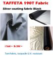 Taffeta fabric for tent, tarpaulin tafata fabric black - silver coating. 