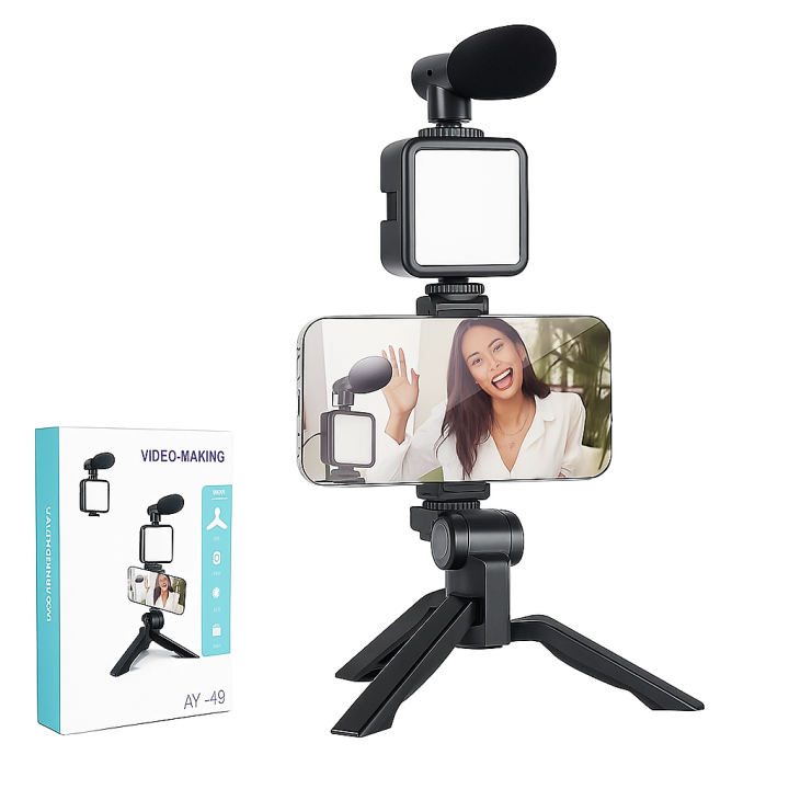 Smartphone Video Making Kit – Vlog Shooting Kit with Tripod, LED Light ...