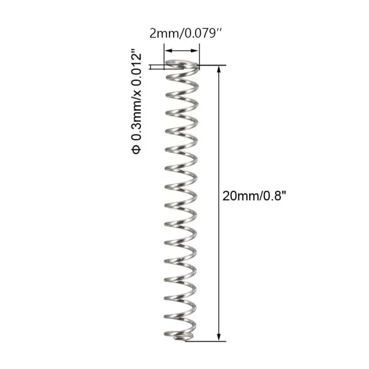 10Pcs%20Durable%20Stainless%20Steel%20Compression%20Spring%2020mm%20Free%20Length%200.3mm%20Wire%20Dia%20Spring%20Steel%20Coil%202mm%20OD%20Silver%20Tone%20Telescopic%20Spring%20Home%20Projects%20-%20Image%203
