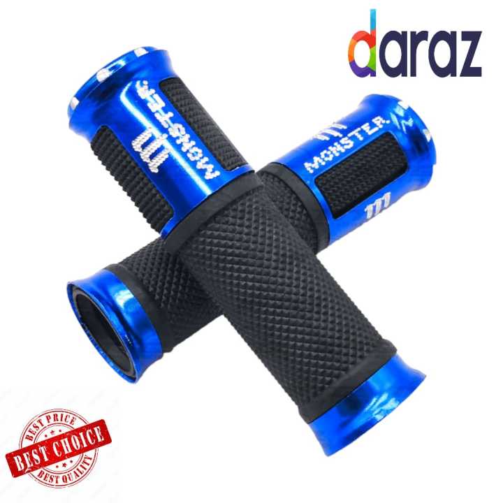1 Pair MONSTER Motorcycle Handle Grip , High Quality Universal Handle Grip / Handle Bar BLUE COLOR